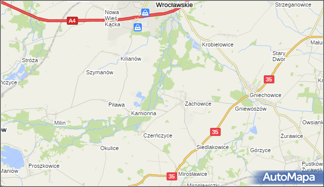 mapa Stradów gmina Kąty Wrocławskie, Stradów gmina Kąty Wrocławskie na mapie Targeo