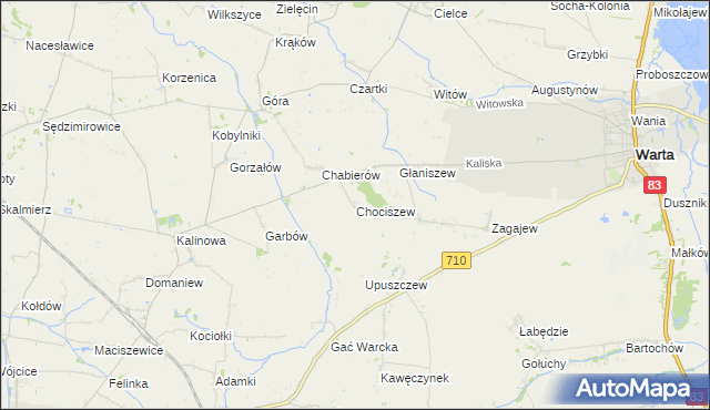 mapa Chociszew gmina Błaszki, Chociszew gmina Błaszki na mapie Targeo