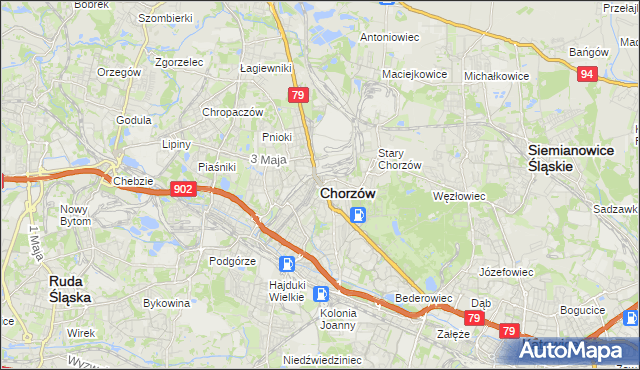 mapa Chorzów, Chorzów na mapie Targeo
