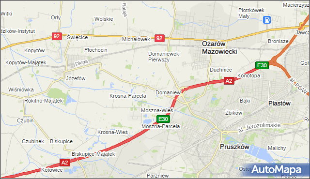 mapa Domaniew gmina Brwinów, Domaniew gmina Brwinów na mapie Targeo
