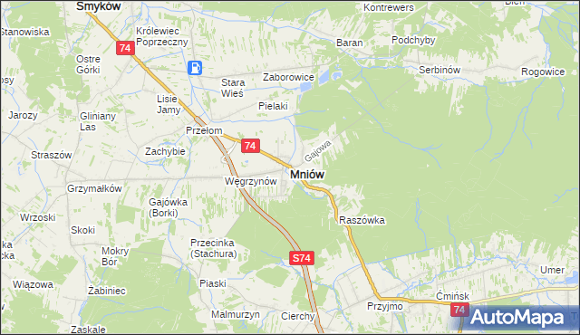 mapa Mniów, Mniów na mapie Targeo