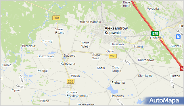 mapa Stara Wieś gmina Aleksandrów Kujawski, Stara Wieś gmina Aleksandrów Kujawski na mapie Targeo
