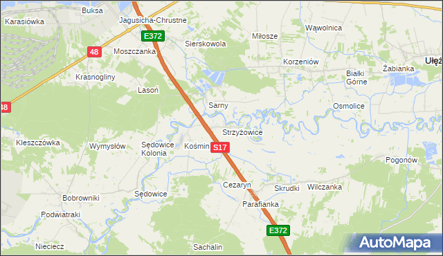 mapa Strzyżowice gmina Żyrzyn, Strzyżowice gmina Żyrzyn na mapie Targeo