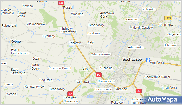 mapa Władysławów gmina Sochaczew, Władysławów gmina Sochaczew na mapie Targeo