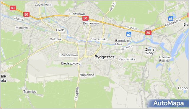 mapa Bydgoszczy, Bydgoszcz na mapie Targeo