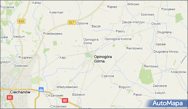 mapa Opinogóra Górna, Opinogóra Górna na mapie Targeo