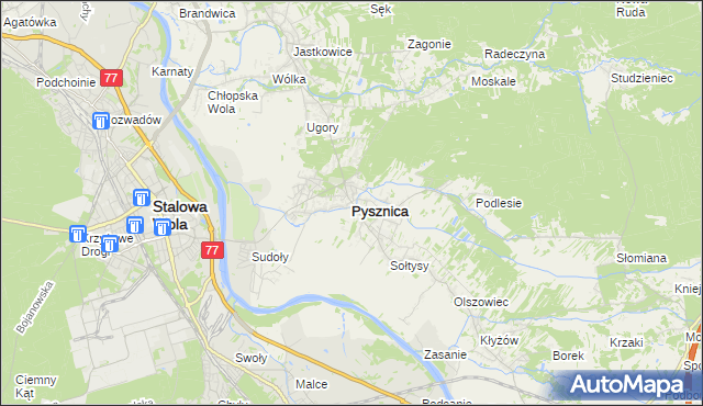 mapa Pysznica, Pysznica na mapie Targeo