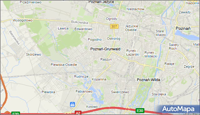mapa Raszyn gmina Poznań, Raszyn gmina Poznań na mapie Targeo