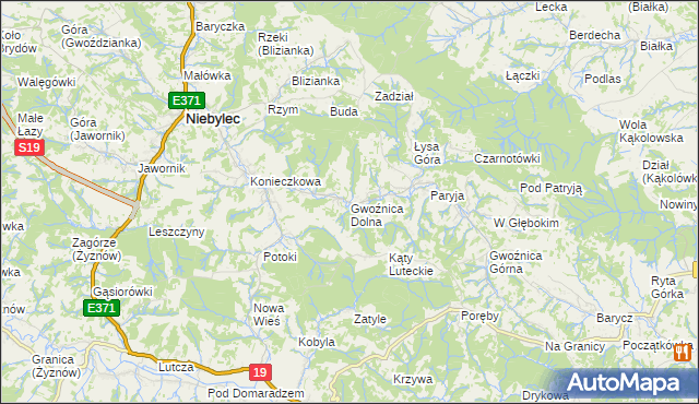 mapa Gwoźnica Dolna, Gwoźnica Dolna na mapie Targeo