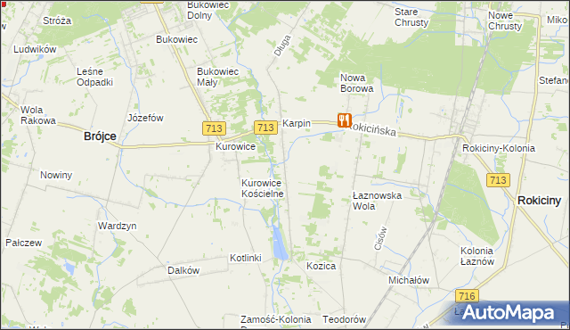 mapa Kotliny gmina Brójce, Kotliny gmina Brójce na mapie Targeo