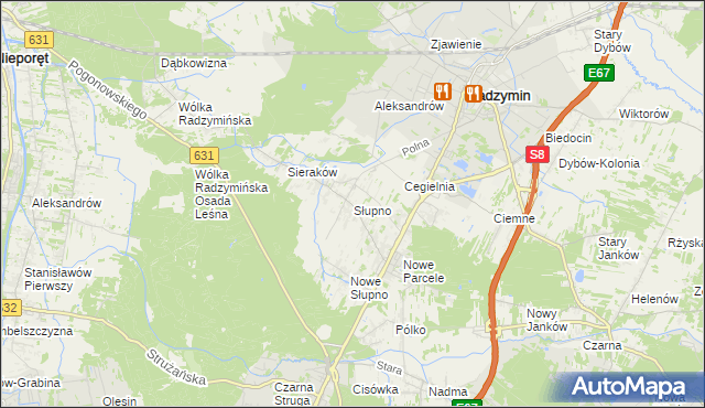 mapa Słupno gmina Radzymin, Słupno gmina Radzymin na mapie Targeo