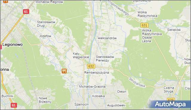 mapa Stanisławów Pierwszy gmina Nieporęt, Stanisławów Pierwszy gmina Nieporęt na mapie Targeo