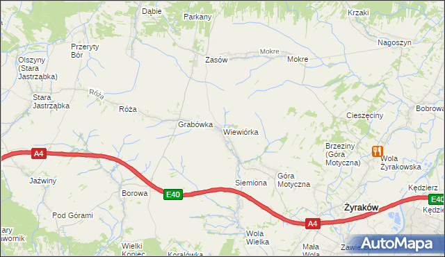 mapa Wiewiórka gmina Żyraków, Wiewiórka gmina Żyraków na mapie Targeo