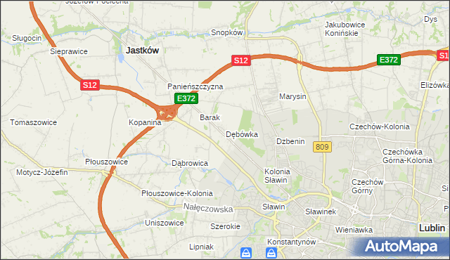 mapa Dębówka gmina Jastków, Dębówka gmina Jastków na mapie Targeo