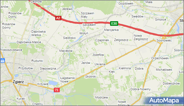 mapa Józefów gmina Zgierz, Józefów gmina Zgierz na mapie Targeo