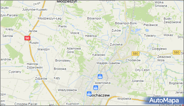 mapa Karwowo gmina Sochaczew, Karwowo gmina Sochaczew na mapie Targeo