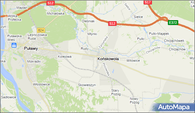 mapa Końskowola, Końskowola na mapie Targeo