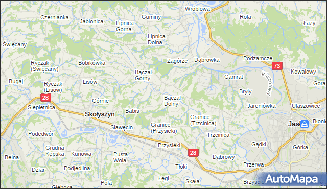 mapa Bączal Dolny, Bączal Dolny na mapie Targeo