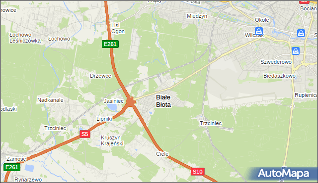 mapa Białe Błota powiat bydgoski, Białe Błota powiat bydgoski na mapie Targeo