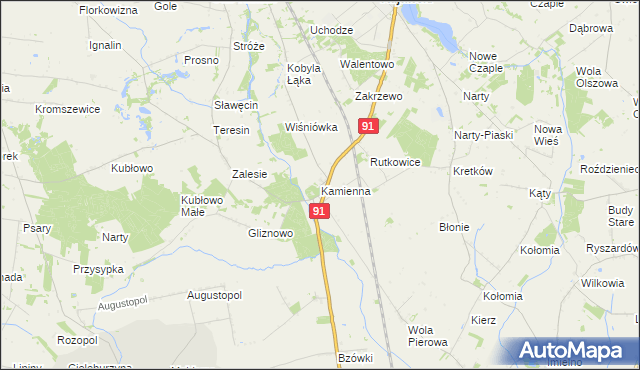 mapa Kamienna gmina Lubień Kujawski, Kamienna gmina Lubień Kujawski na mapie Targeo