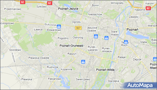 mapa Łazarz gmina Poznań, Łazarz gmina Poznań na mapie Targeo