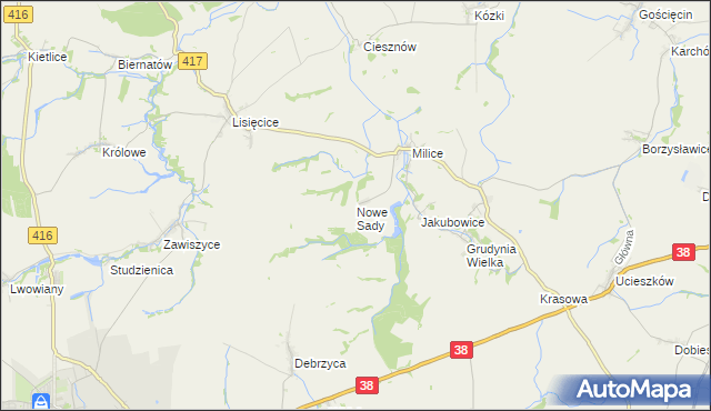 mapa Nowe Sady gmina Głubczyce, Nowe Sady gmina Głubczyce na mapie Targeo