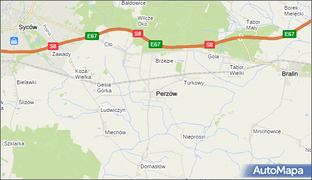 mapa Perzów, Perzów na mapie Targeo