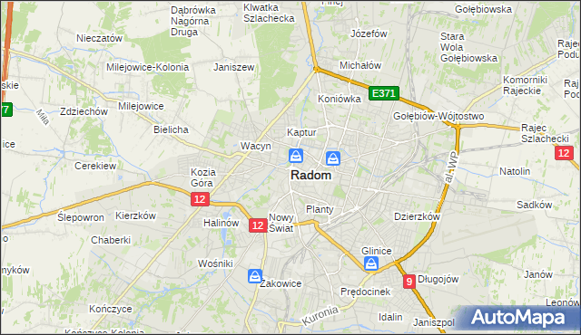 mapa Radomia, Radom na mapie Targeo