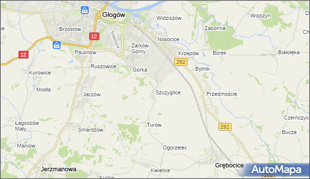 mapa Szczyglice gmina Głogów, Szczyglice gmina Głogów na mapie Targeo