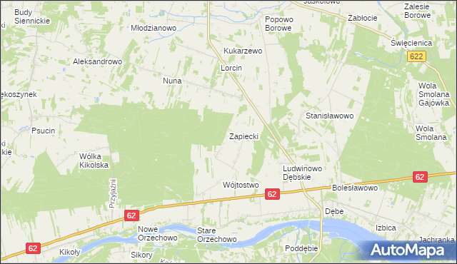 mapa Zapiecki gmina Pomiechówek, Zapiecki gmina Pomiechówek na mapie Targeo