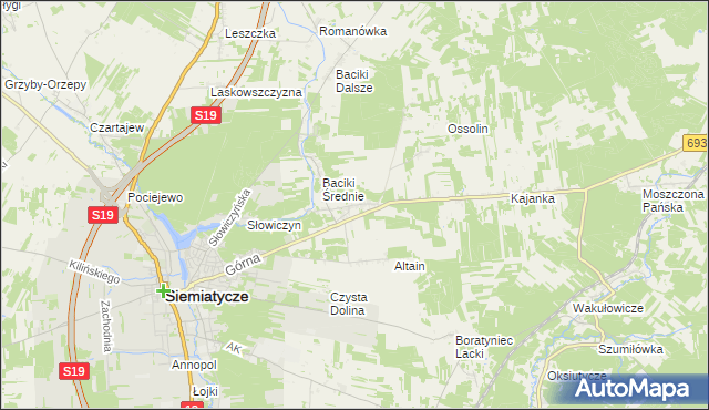 mapa Baciki Bliższe, Baciki Bliższe na mapie Targeo