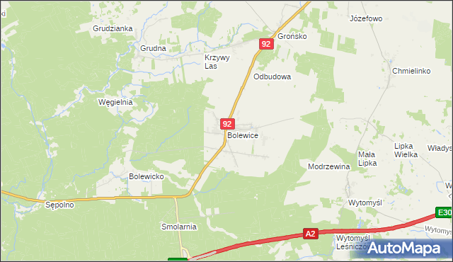 mapa Bolewice gmina Miedzichowo, Bolewice gmina Miedzichowo na mapie Targeo