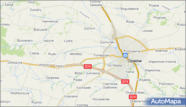 mapa Tomaszów gmina Opatów, Tomaszów gmina Opatów na mapie Targeo