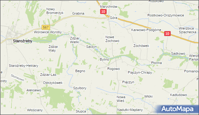 mapa Bylino, Bylino na mapie Targeo