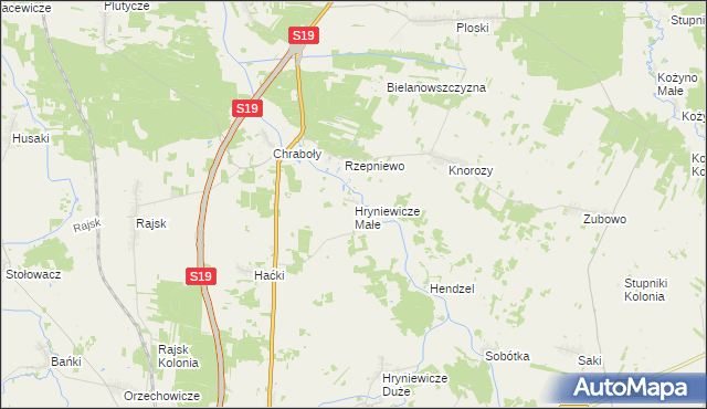 mapa Hryniewicze Małe, Hryniewicze Małe na mapie Targeo