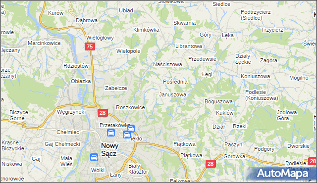 mapa Januszowa, Januszowa na mapie Targeo