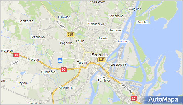 mapa Szczecina, Szczecin na mapie Targeo