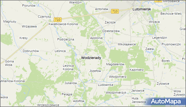 mapa Alfonsów gmina Wodzierady, Alfonsów gmina Wodzierady na mapie Targeo