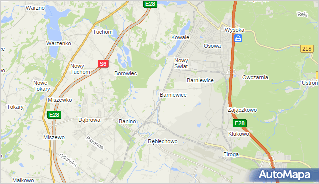 mapa Barniewice, Barniewice na mapie Targeo