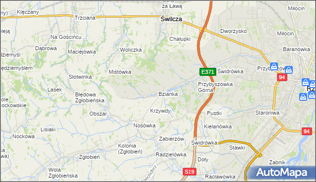 mapa Bzianka gmina Świlcza, Bzianka gmina Świlcza na mapie Targeo