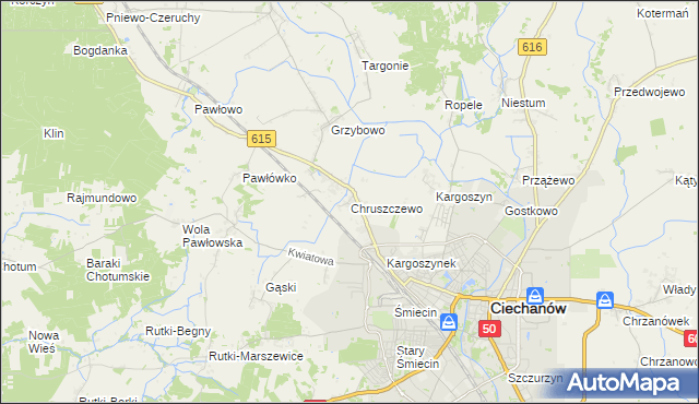 mapa Chruszczewo, Chruszczewo na mapie Targeo