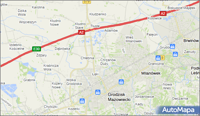 mapa Chrzanów Duży, Chrzanów Duży na mapie Targeo