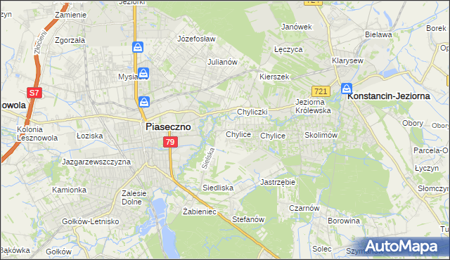 mapa Chylice gmina Piaseczno, Chylice gmina Piaseczno na mapie Targeo