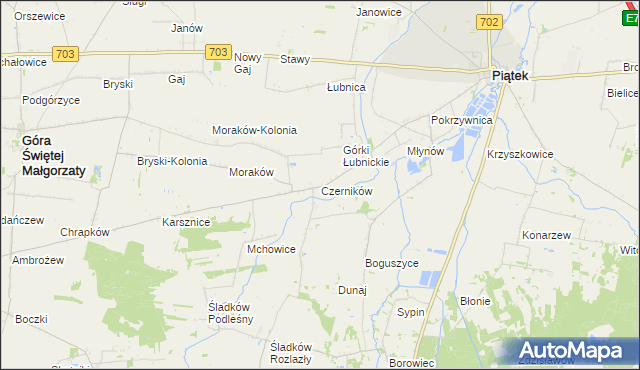 mapa Czerników gmina Piątek, Czerników gmina Piątek na mapie Targeo