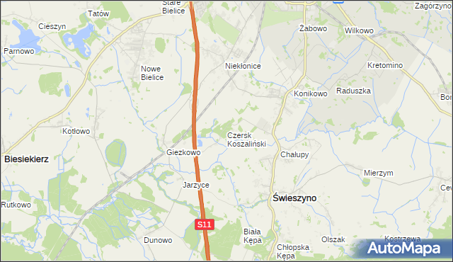 mapa Czersk Koszaliński, Czersk Koszaliński na mapie Targeo