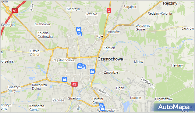 mapa Częstochowy, Częstochowa na mapie Targeo