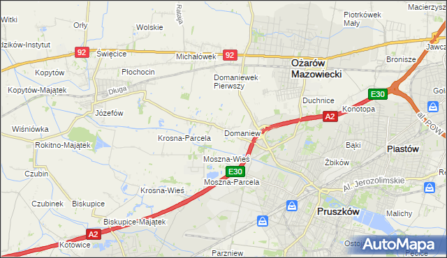 mapa Domaniew gmina Brwinów, Domaniew gmina Brwinów na mapie Targeo