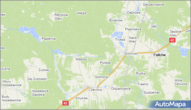 mapa Julianów gmina Fałków, Julianów gmina Fałków na mapie Targeo