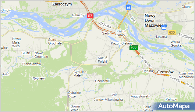 mapa Kazuń Polski, Kazuń Polski na mapie Targeo