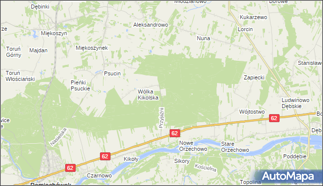 mapa Kolonia gmina Pomiechówek, Kolonia gmina Pomiechówek na mapie Targeo